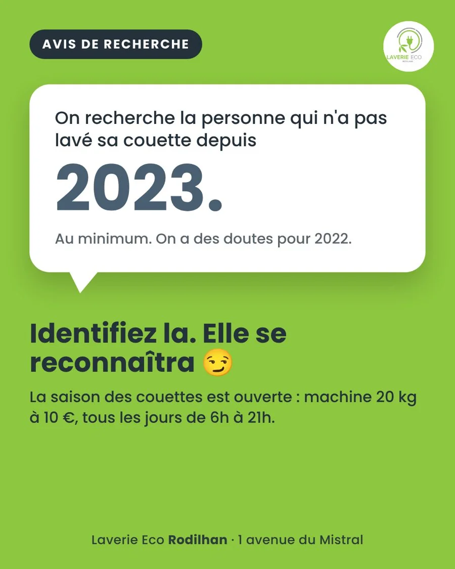 Avis de recherche d'une couette jamais lavée
