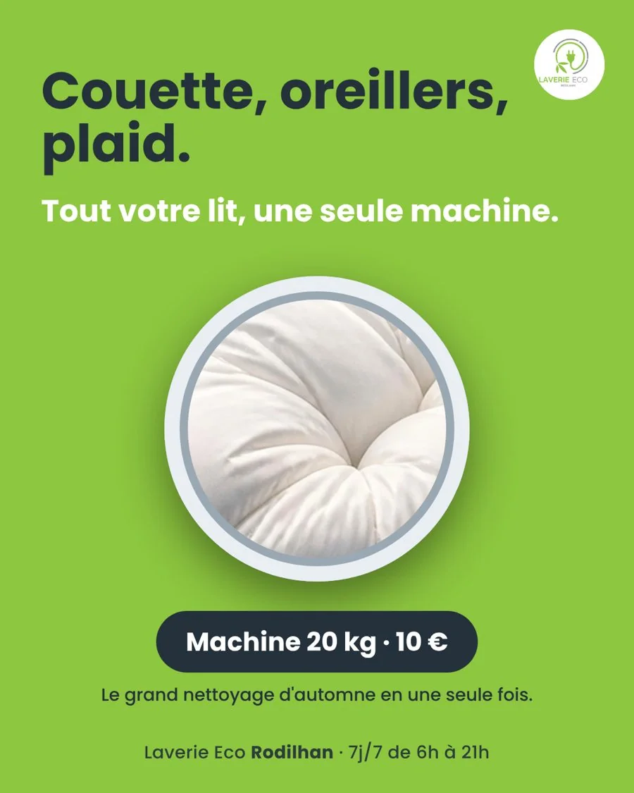 Couette, oreillers et plaid dans une seule machine de 20 kg